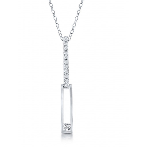 Cartier Inspired Asymmetric Paperclip Drop Pendant in Italian Sterling Silver