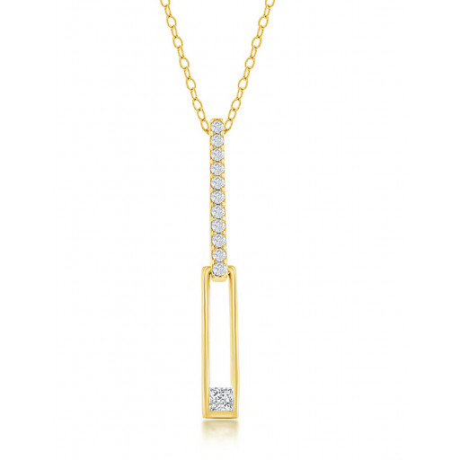 Cartier Inspired Asymmetric Paperclip Drop Pendant in Gold Plated Italian Sterling Silver