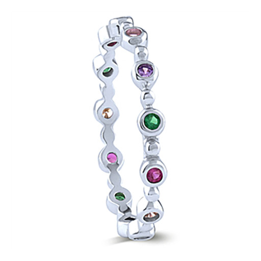 Multi Colour Rainbow Eternity Band in Italian Sterling Silver