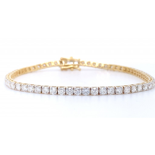 Tiffany Inspired Round Brilliant Cut Diamond Tennis Bracelet in 14K Yellow Gold