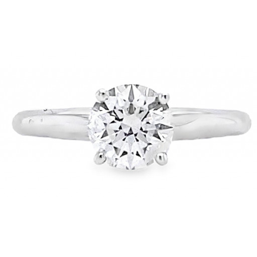 Round Brilliant Cut Diamond Solitaire Ring in 14K White Gold