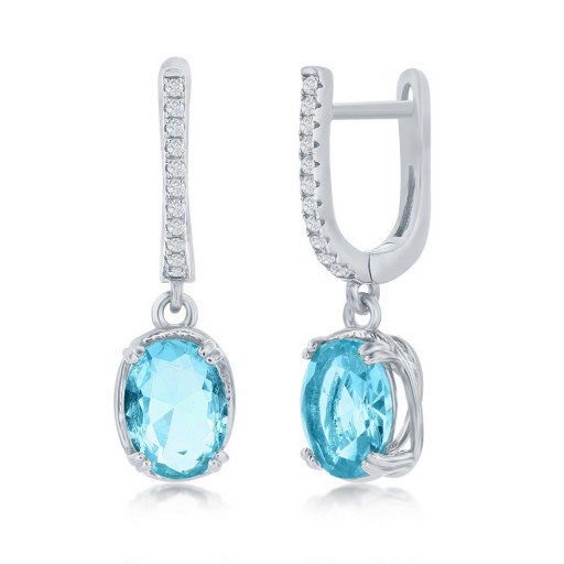 Tiffany Inspired Aqua Drop Earrings in Italian Sterling Silver