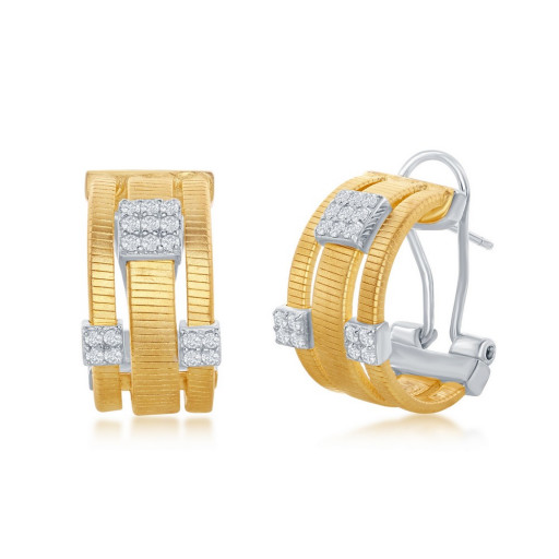 Versace Inspired Hoop Earrings in 14K Yellow Gold & Yellow Gold Plated Italian Sterling Silver