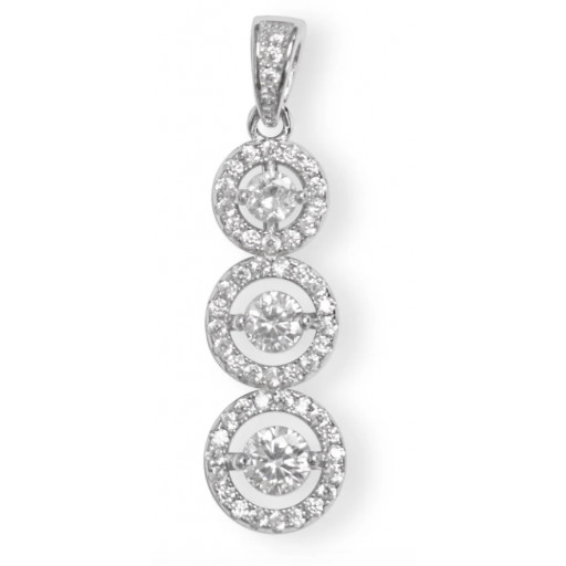 Past Present & Future Drop Pendant With Swarovski Cubic Zirconia in Italian Sterling Silver