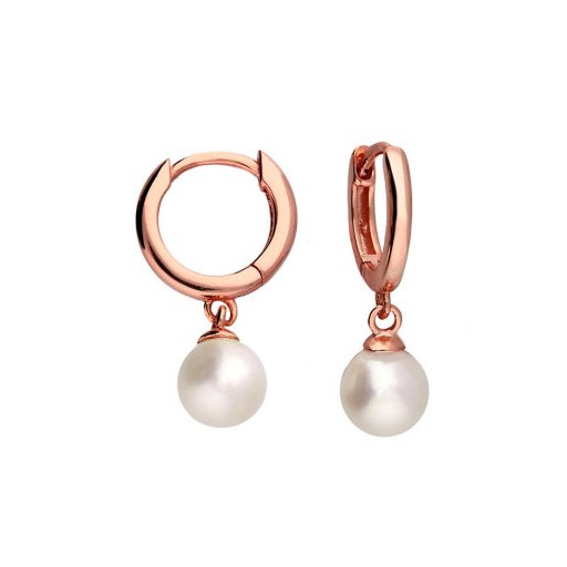 Freshwater Cultured Pearl Drop Earrings in Rose Gold Plated Italian Sterling Silver