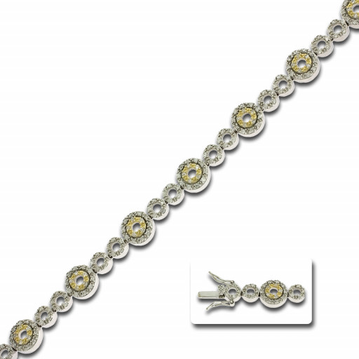 Two Tone Double Circle of Love Bracelet in Italian Sterling Silver