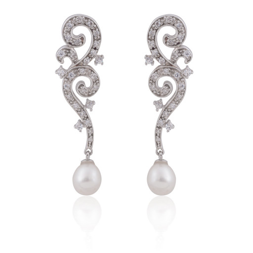 Mikimoto Inspired Freshwater Pearl Dangle Earrings in Italian Sterling Silver