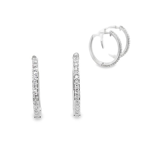 Round Brilliant Cut Diamond Hoop Earrings in Italian Sterling Silver