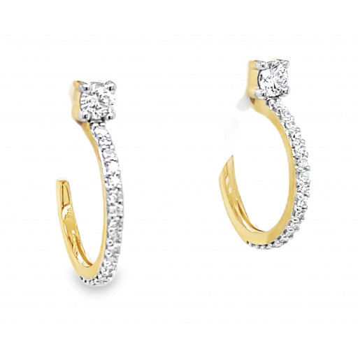 Round Brilliant Cut Open Back Diamond Hoops in Yellow Gold Plated Italian Sterling Silver