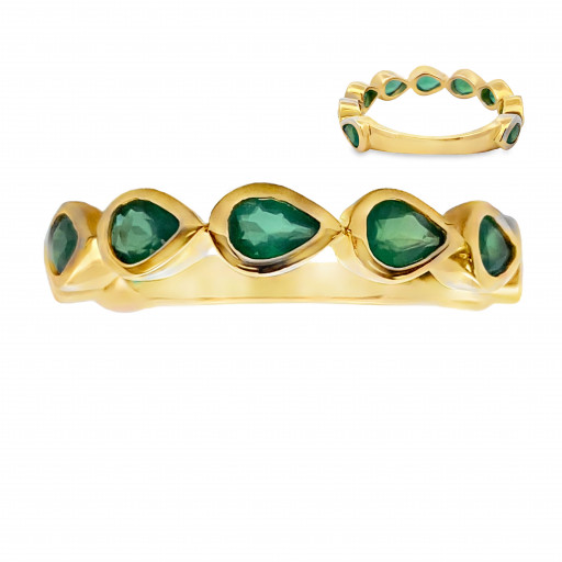 Teardrop Agate Ladies Band in 14K Yellow Gold