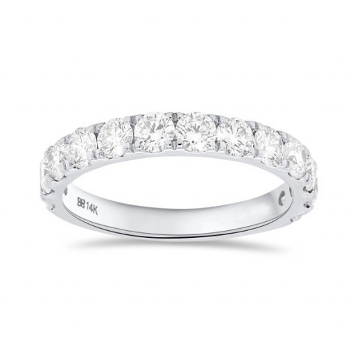 Tiffany Inspired Round Brilliant Cut Diamond Band in 14K White Gold