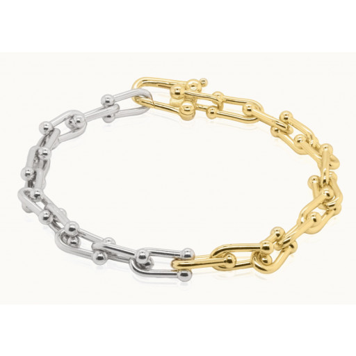 Tiffany Link Bracelet in Yellow & White Gold