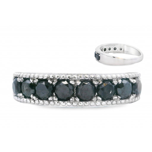 Round Brilliant Cut Black Diamond Ladies Ring in Italian Sterling Silver
