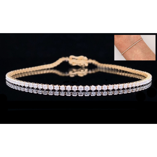 Round Brilliant Cut Diamond Tennis Bracelet in 14K Yellow Gold