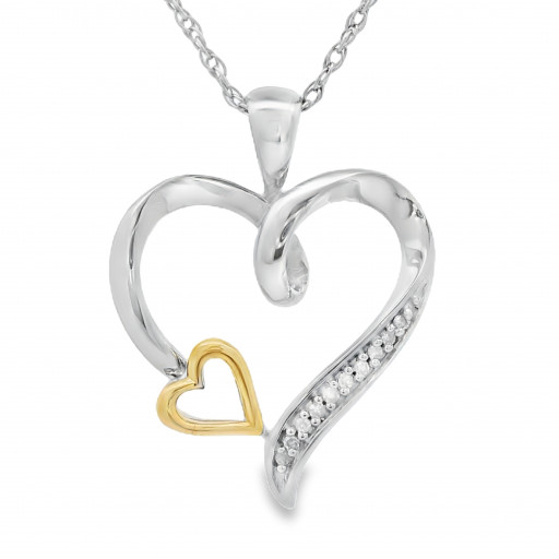 Gucci Inspired Two Tone Diamond Heart Pendant