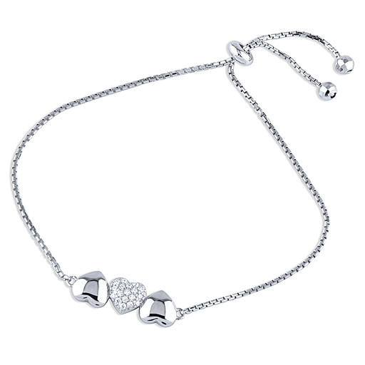 Past, Present & Future Heart Bracelet in Italian Sterling Silver