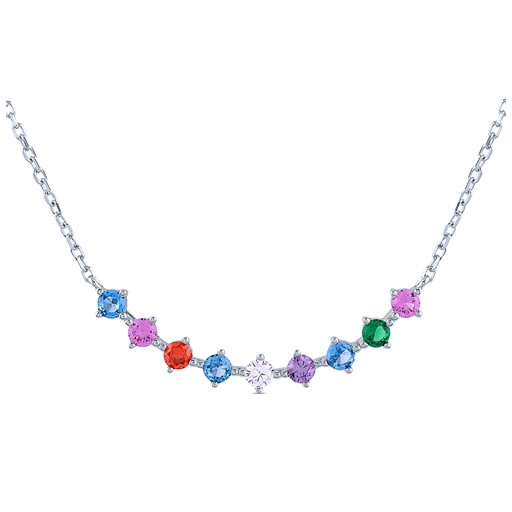 Tiffany Inspired Multi Coloured Necklace In Italian Sterling Silver