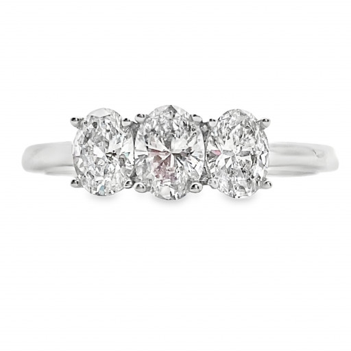 Past, Present & Future Oval Cut Diamond Ring in 14K White Gold
