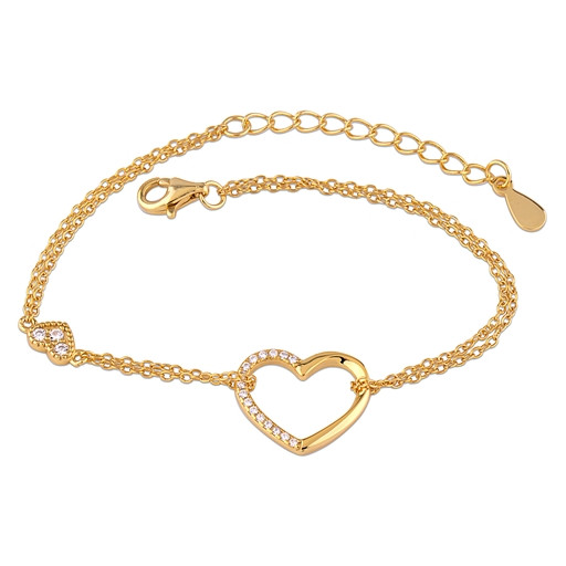 Tiffany Inspired Heart Bracelet in 14K Yellow Gold Plated Italian Sterling SIlver