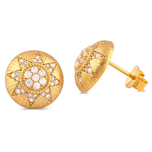 Domed Star Stud Earrings in Yellow Gold Plated Italian Sterling Silver
