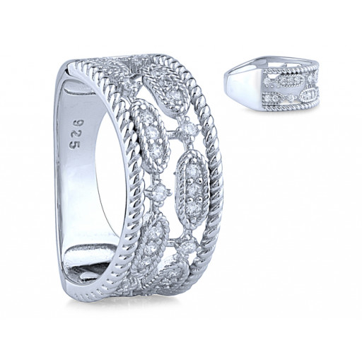 Tacori Inspired White Topaz Ring in Italian Sterling Silver