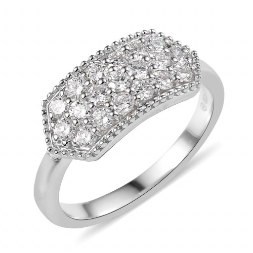Multi Row Diamond Ring in Italian Sterling Silver