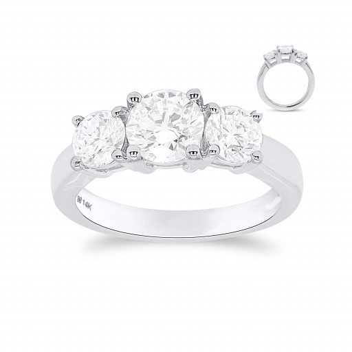 Past, Present & Future Round Brilliant Cut Diamond Ring in 14K White Gold