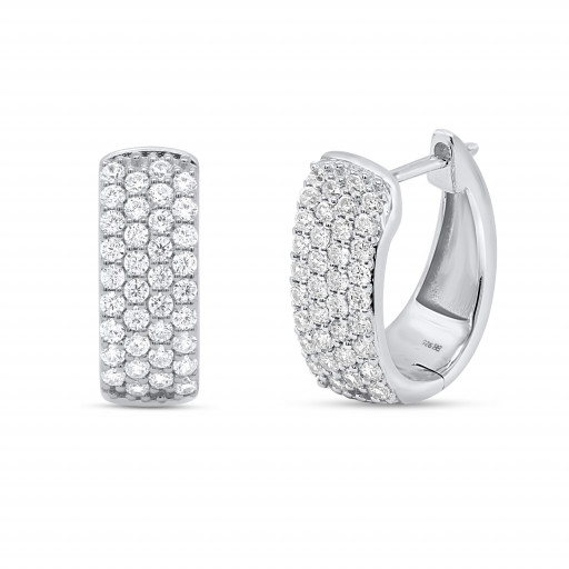Round Brilliant Cut Diamond Huggie Earrings in Italian Sterling Silver