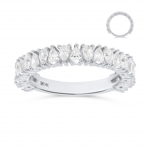 Tiffany Inspired Pear Shape Diamond Ring in 14K White Gold