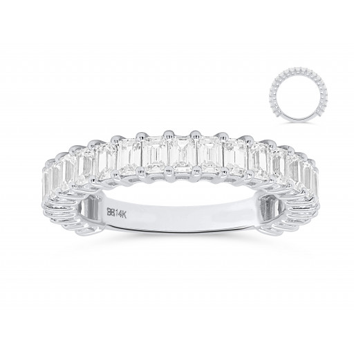 Tiffany Inspired Shared Claw Emerald Cut Diamond Ring in 14K White Gold