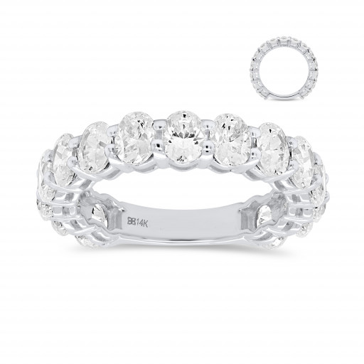 Tiffany Inspired Shared Claw Oval Cut Diamond Ring in 14K White Gold