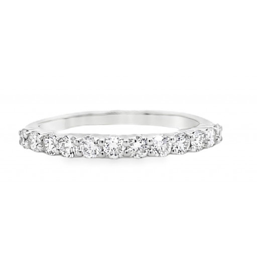 Round Brilliant Cut Shared Claw Diamond Band in Italian Sterling Silver