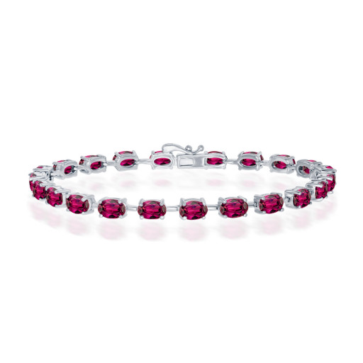 Oval Rhodolite Tennis Bracelet in Italian Sterling Silver