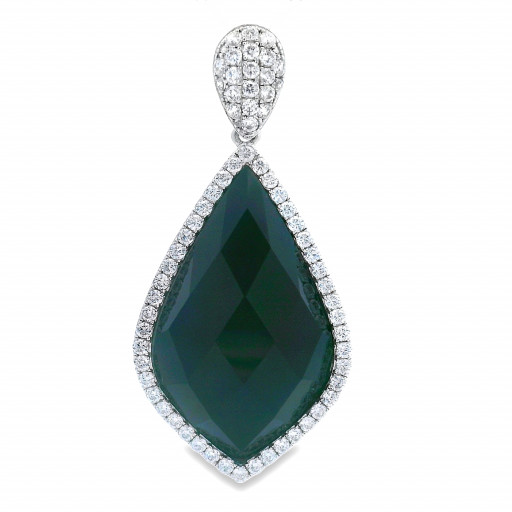 Faceted Teardrop Onyx Pendant in Italian Sterling Silver