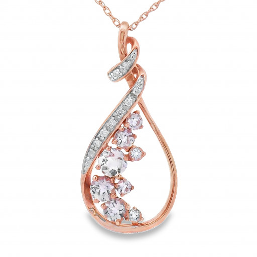 Teardrop Morganite & Diamond Pendant in 10K Rose Gold