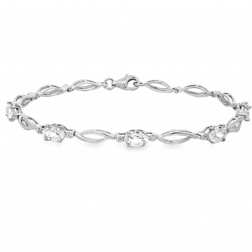 Oval White Sapphire Tennis Bracelet in Italian Sterling Silver