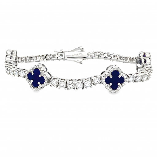 Van Cleef Inspired Lapis Bracelet in Italian Sterling Silver