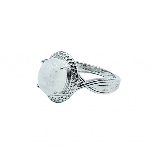 Cabochon Cut Moonstone Ring in Italian Sterling Silver