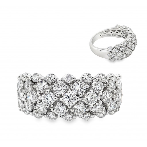 Multi Row Diamond Ring in 14K White Gold