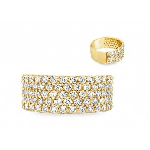 Multi Row Diamond Ring in 14K Yellow Gold