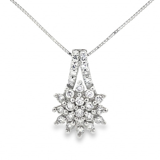 Cartier Inspired Diamond Pendant in 10K White Gold