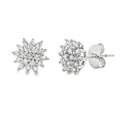 Cartier Inspired Diamond Earrings in 10K White Gold