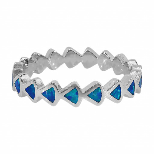 Triangular Cut Opal Band in Italian Sterling Silver