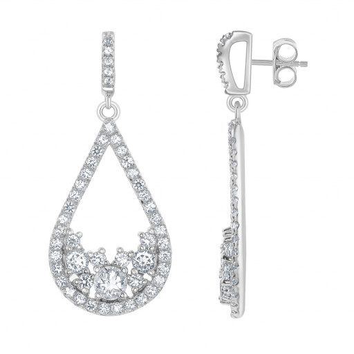 White Topaz Teardrop Earrings in Italian Sterling Silver