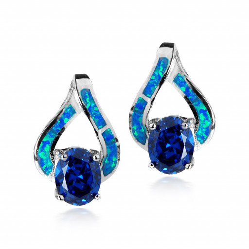 Opal Teardrop Shape Earrings in Italian Sterling Silver