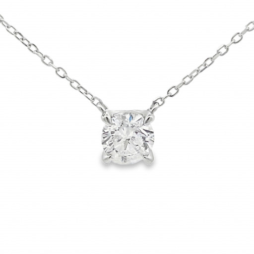 Round Brilliant Cut Diamond Necklace in Italian Sterling Silver