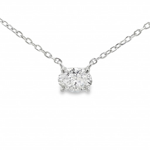 East West Pear Cut Diamond Necklace In Italian Sterling Silver