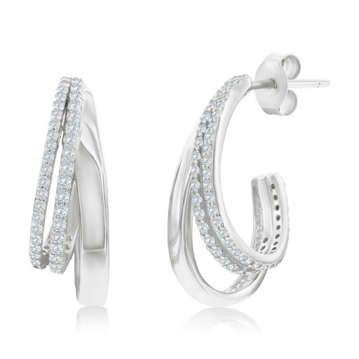 Triple Row Hoop Earrings in Italian Sterling Silver