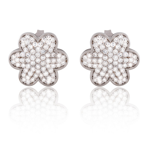 Tiffany Inspired Floral Stud Earrings in Italian Sterling Silver