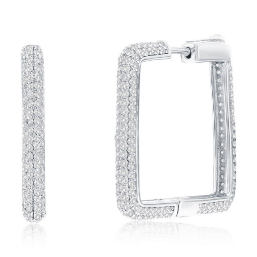 Tiffany Inspired Square Hoop Earrings in Italian Sterling Silver